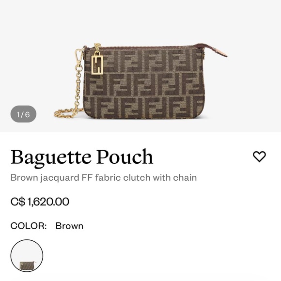 Fendi Handbags - Fendi Brown jacquard FF fabric clutch with chain